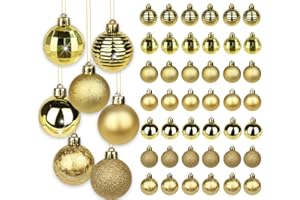 HOLLYONE 1.57" Christmas Ball Ornaments Gold 42 Pcs Shatterproof Christmas Ornaments Balls Christmas Tree Decorations Xmas Hanging Set for Wedding Holiday Party Home Decor