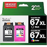 Valuetoner 67XL Ink Cartridges Replacement for HP 67 XL Ink Cartridges for HP67XL for HP Deskjet 2755e 2855e 2722e 4255e 2722