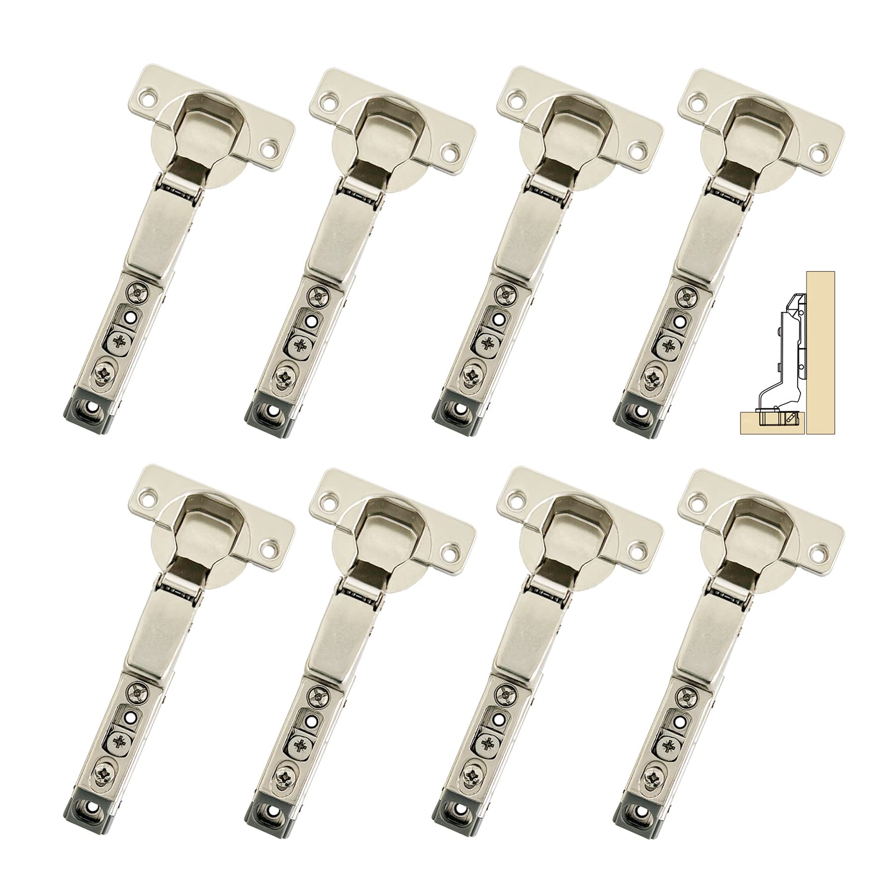 GEFONG 95 Degree Embed Kitchen Cabinet Soft Close Universal Hinges 35mm with Damper Buffering Mute Hinge for Wardrobe Cupboard Door Pack of 8 Pieces