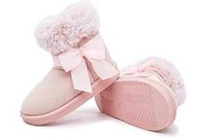 LONSOEN Kids Girls Boys Winter Warm Boots Suede Lightweight Faux Fur Lined Mid Calf Snow Boots for Toddler/Little Kid