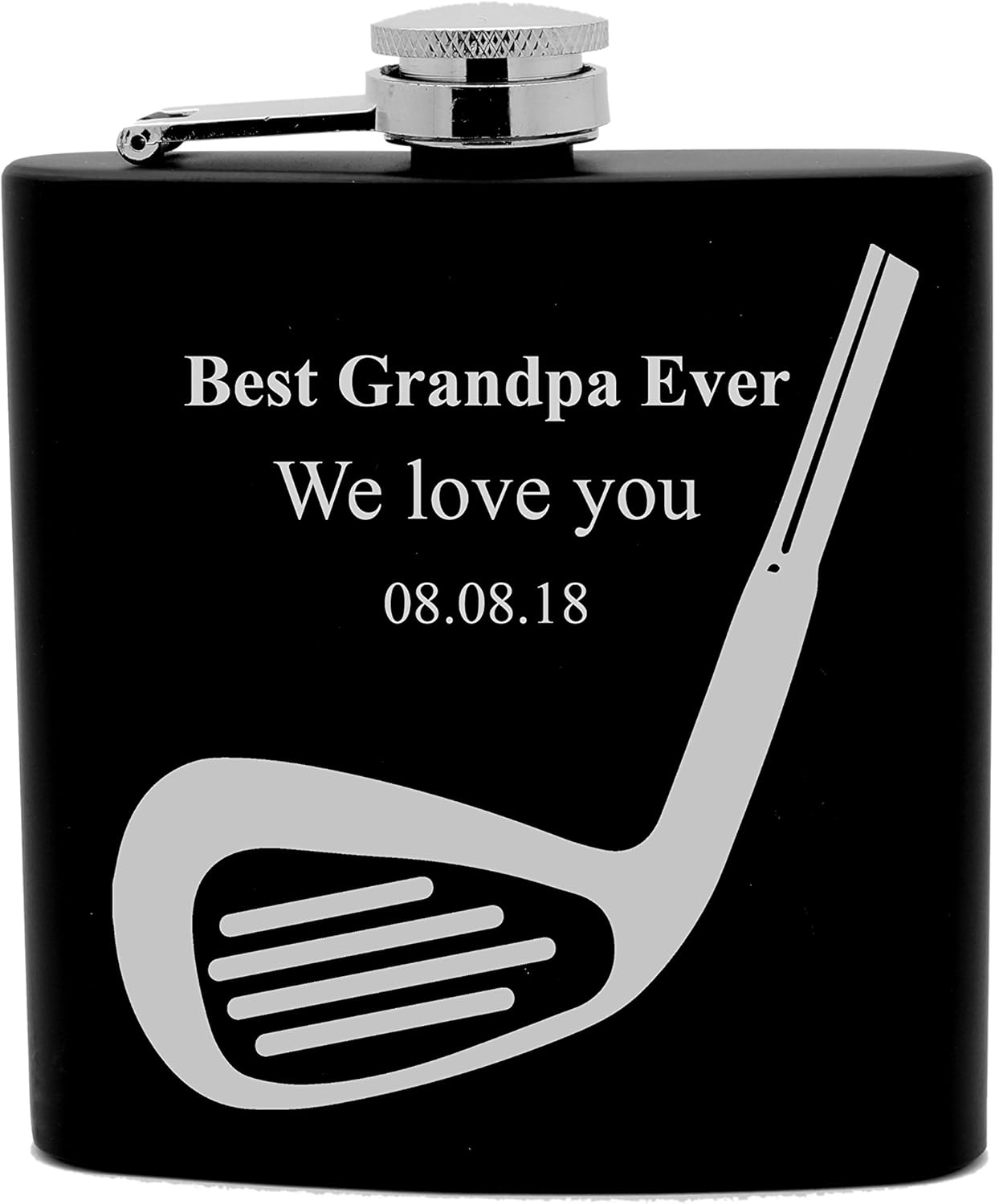 Personalized Flask 6oz Black Stainless Steel Laser