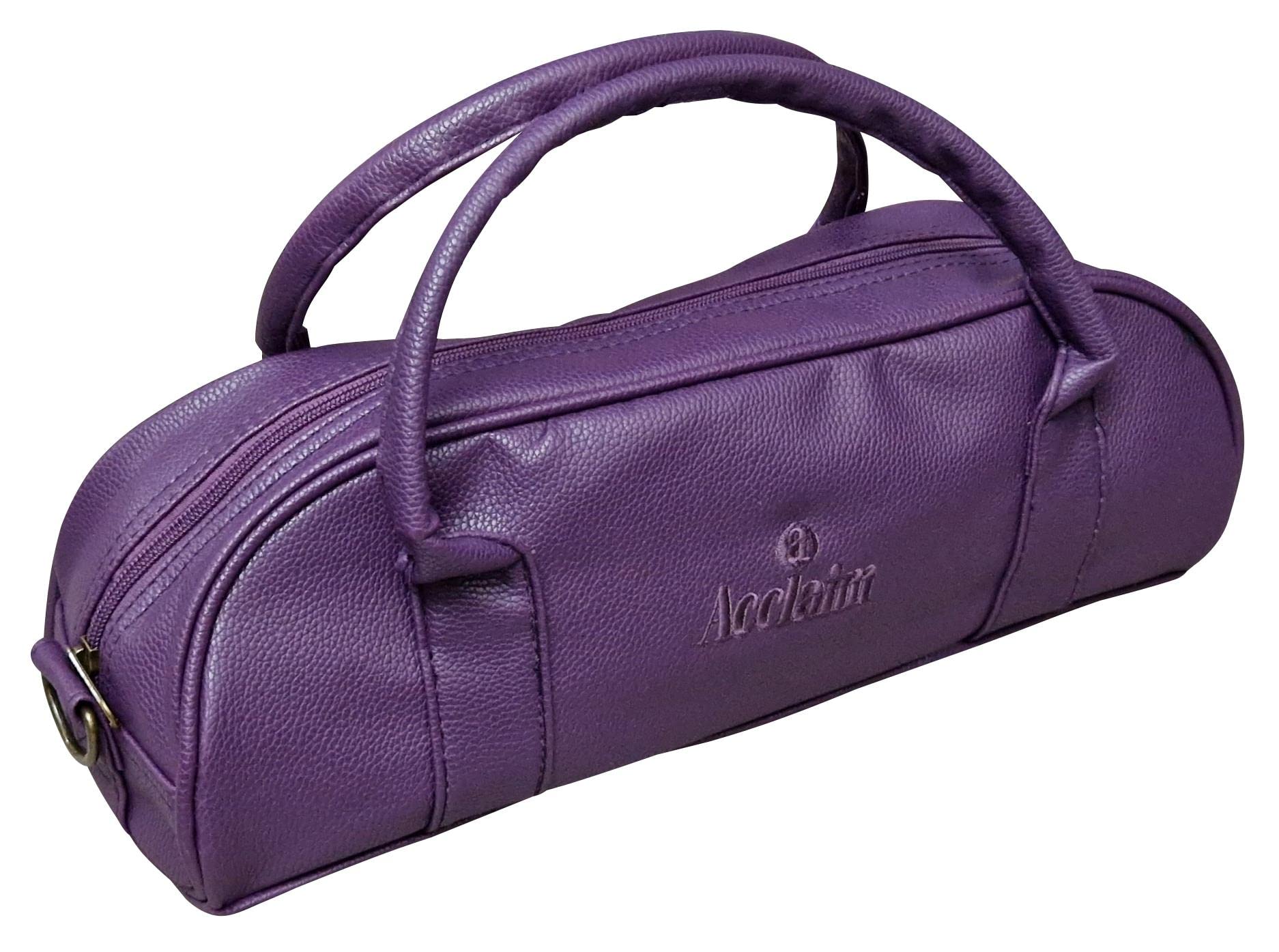 Acclaim Newport Rounded Style Mini Three Bowls Synthetic Grain Leather Look Lawn Green Bowling Bag with Dividers and Shoulder Strap (Purple)