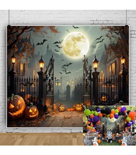 7x5FT Halloween Scary Night Window Haunted Mansion