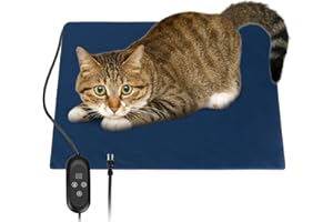 Beyoung Pet Indoor Heating Pad with Timer, Electric Pads for Dogs Cats with 6 Gears Adjustable Temperature Pet Heated Mat Warmer Blanket with Auto Power Off (18"x18")