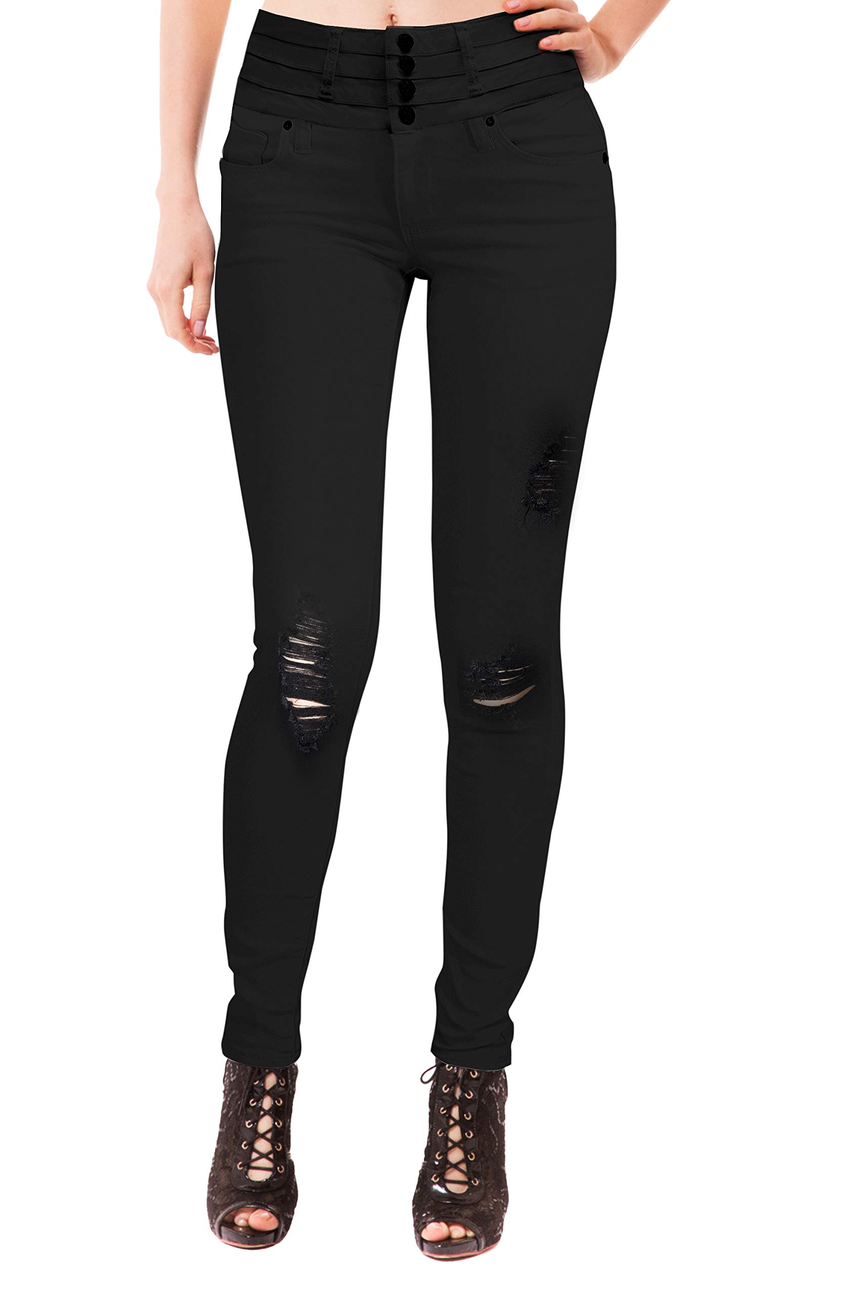 Photo 1 of & Company Women’s Classic Denim Mid Rise Skinny Jeans Super Stretch Pants P48608SK Black 9