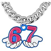 Colorato 67 Necklace - Fun Elf Antics and Displays, 67 Birthday Decoratons 28 Inch Resin Choker Chain with 6 7 Pendant, 6 7 Chain Trendy Y2K Geo Gift