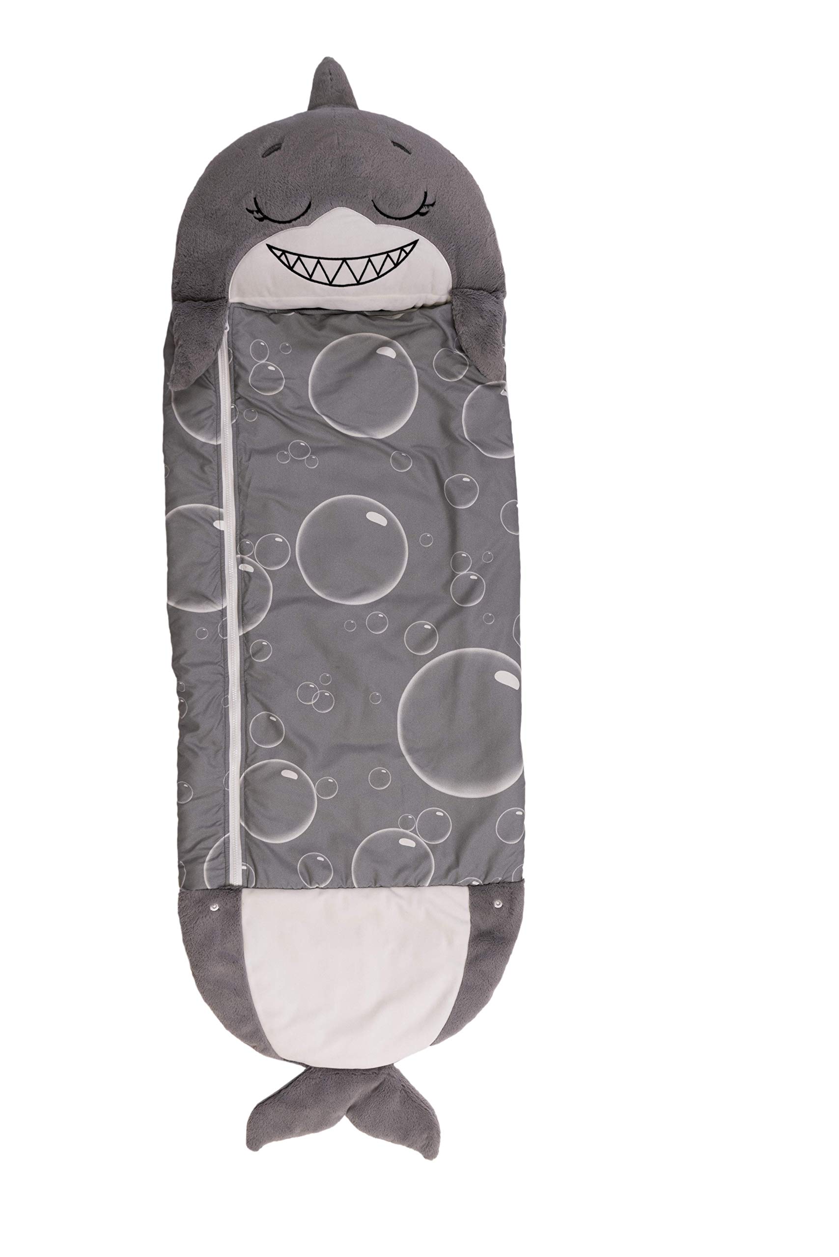Photo 1 of Happy Nappers: Pillow & Sleepy Sack Medium - Grey Shark - 54 x 20inches, 2-in-1:Plush Animal Opens Into Sleeping Bag, Soft Play & Nap Character, Kids 3 and up