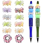 10Pcs Flower Spacer Beads for Beadable Pens Colorful Flower Fancy Focal Beads for DIY Craft Pens Bracelet Necklace Earrings Keychain Jewelry Making
