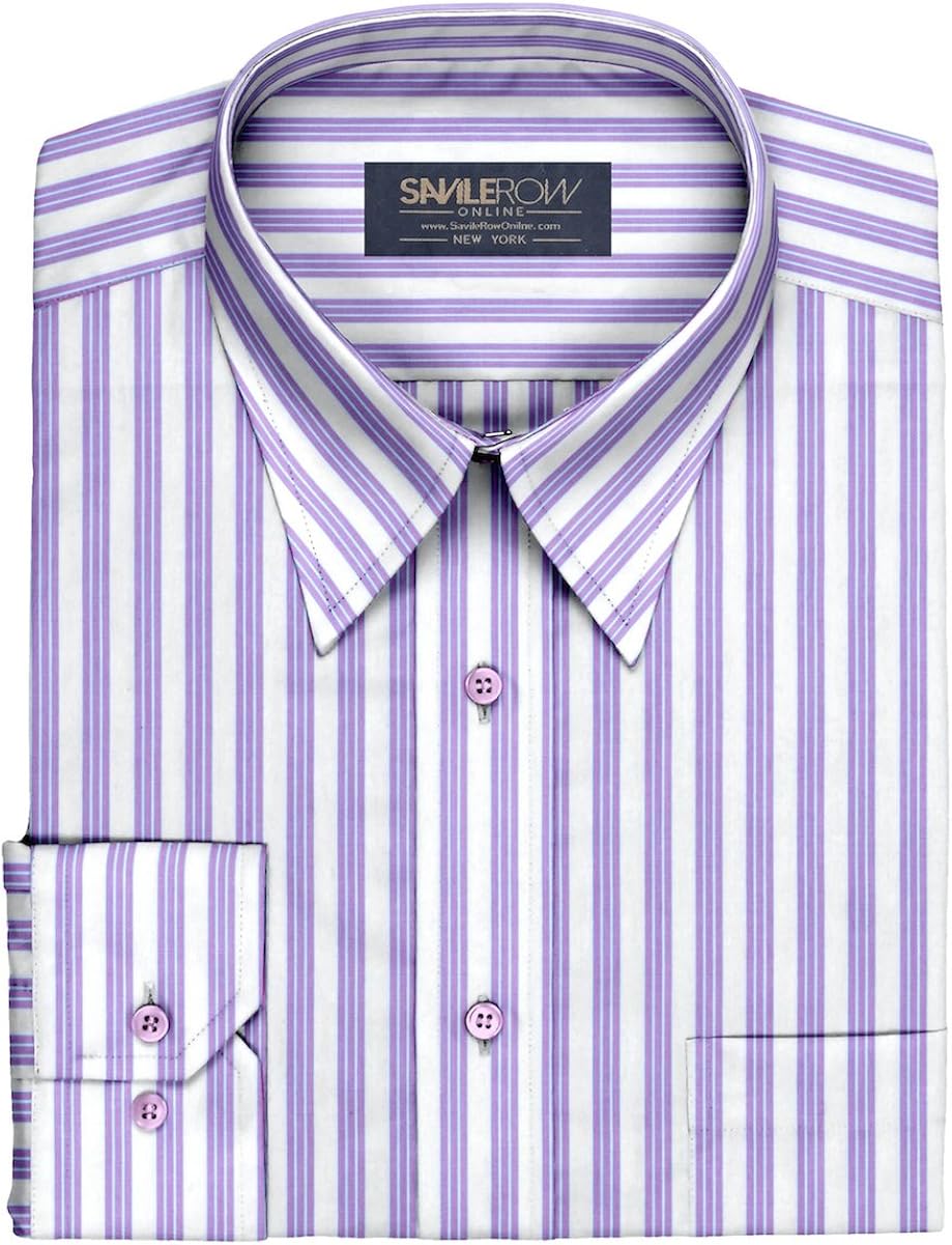 Bespoke Men's Multi Purple Stripe Pure 100 Cotton Dress Shirt at