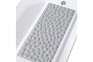 Non-Slip Bathtub Mat OTHWAY Soft Rubber Bathroom Bathmat with Strong Suction Cups (Grey)
