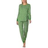 kate spade new york Women's 2-Piece Long Sleeve Crew Neck Top & Jogger Pants Pajama Lounge Set, Velour, Drawstring Waist