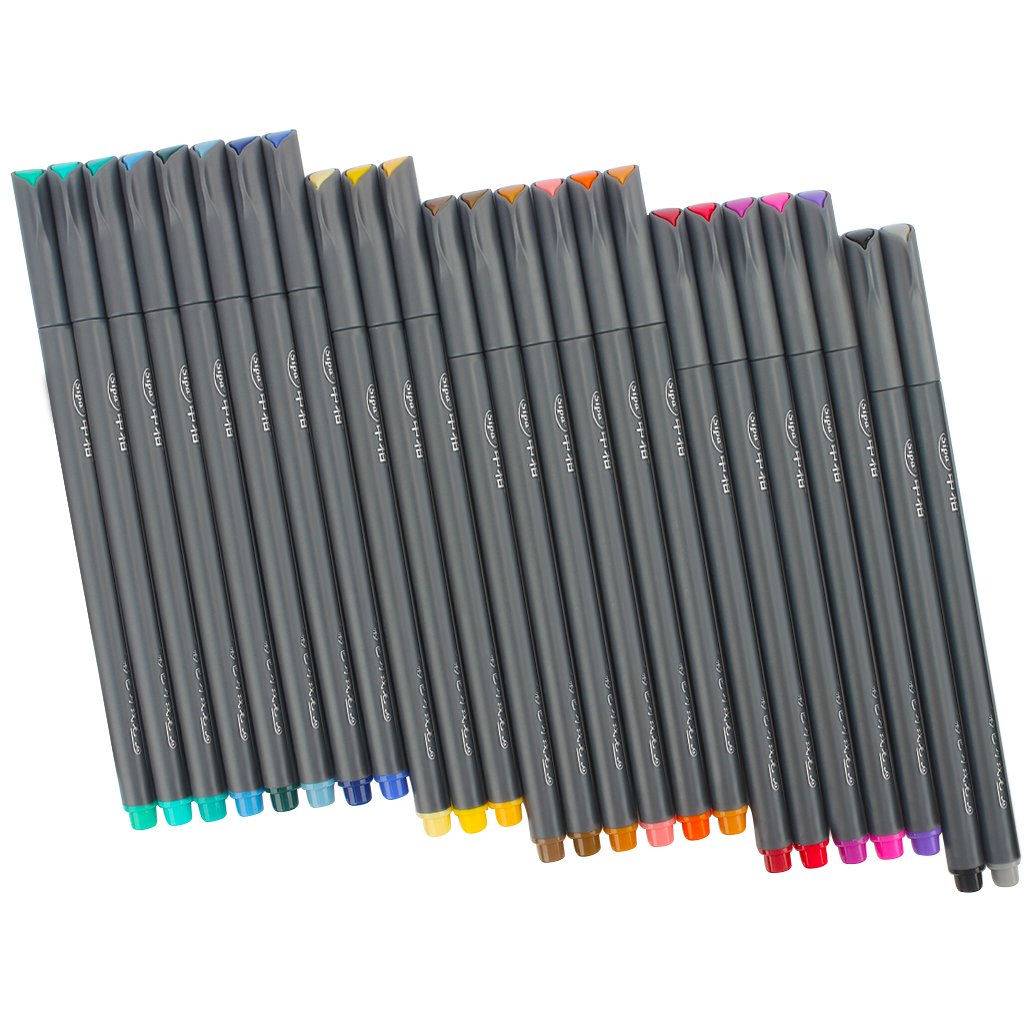 Soucolor Fineliner Pens Coloured Set Fine Point 0.38mm in 24 Assorted Colours No Duplicates for Bullet Journal Artists Fine-Ink Drawings and Adult Colouring Books (24 Fineliner Pens)