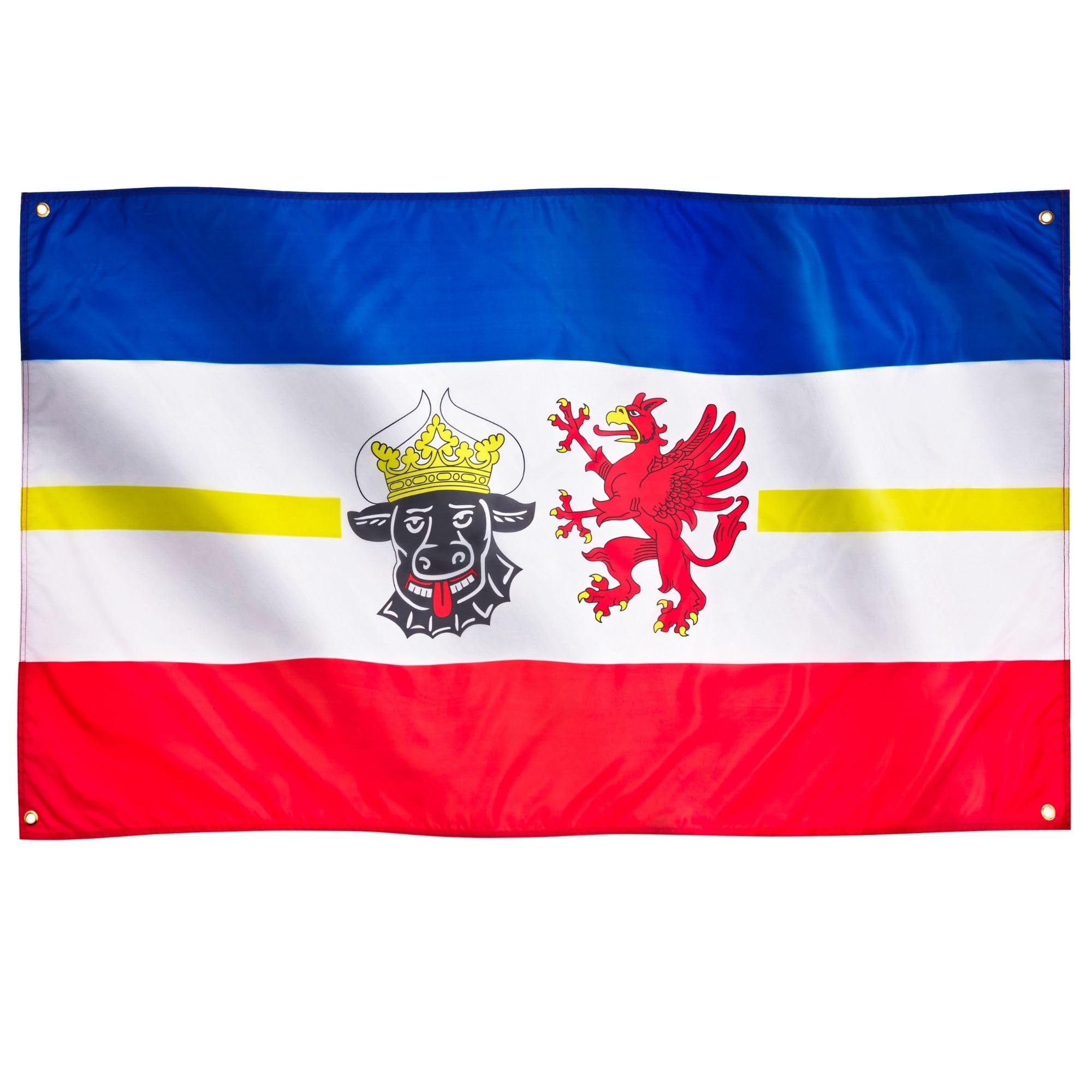 Runesol Mecklenburg - Western Pomerania Flag, 91x152cm, 3ft x 5ft, Pomeranian Flag, 4 Grommets, Eyelet in Every Corner, German Region, Premium Flags, Inside, Outside, Vivid Colours — image 1