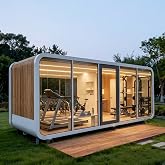 Prefab Backyard Office Outdoor Studio Shed Modular Mobile Gym Steel Frame | Insulated Tempered Glass, Acoustic Privacy Booth, Pre-Wired Electricals, Weatherproof Steel Frame cabin
