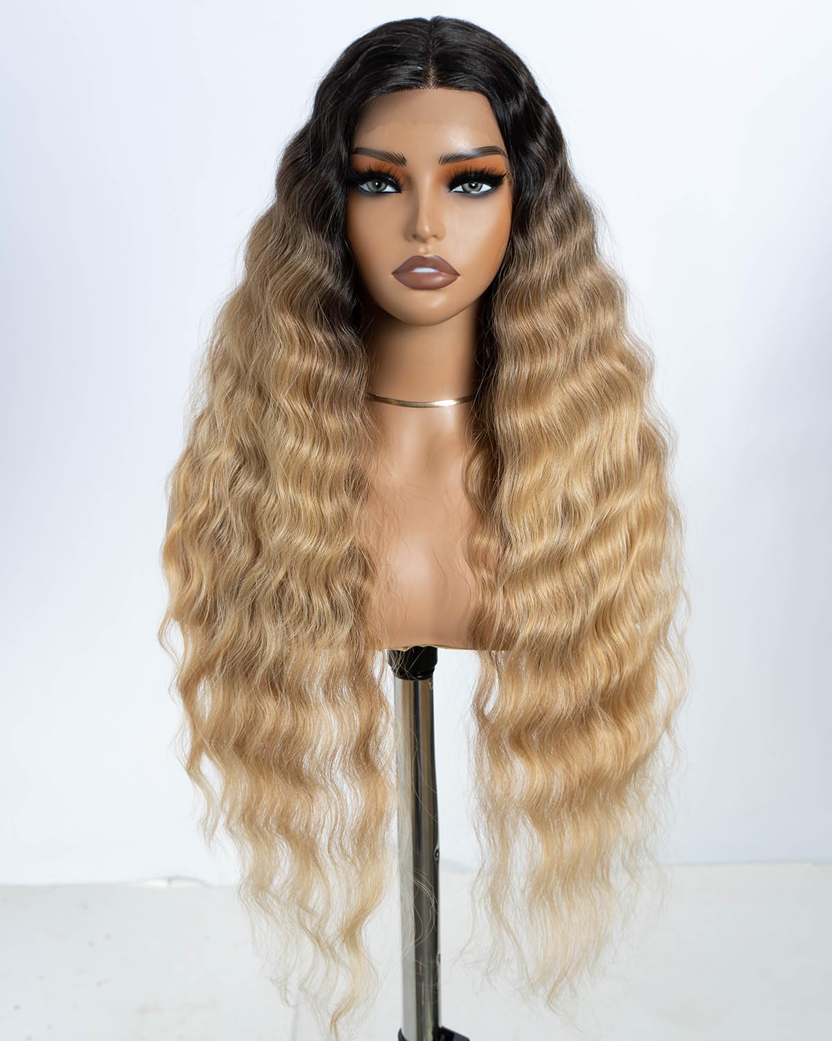 Style Icon Lace Front Wigs 30 inches Long Wavy Synthetic Wigs Deep Middle Part Baby Hair Wigs for Women Heat Resistant Fiber (TAT6/27/24E)