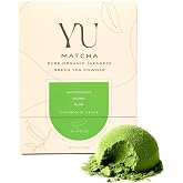 Yu Tea Organic Ceremonial Grade Matcha Powder, 30 Instant Packets | Packed with Antioxidants, L-Theanine &amp; Natural Caffeine | Unsweetened Grade A Japanese Matcha Powder | Single Serve Sticks