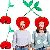 Yearntown 4 Pcs Carnival Cherry Hat Funny Novelty Hats Plush Fruit Costume for Carnival Costume Cosplay Accessories Photo Props