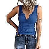 HERILIOS Women's Tank Tops Ribbed V Neck Sleeveless T Shirts Summer Slim Fitted Basic Tee Tops Crew Neck Cami Shirt