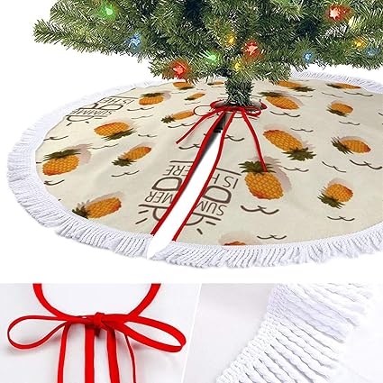 Amazon Co Jp 豪華なクリスマスツリースカートホリデーデコレーションクリスマスツリー スカート新年のクッキーチョコレートチップクッキーモンスター 涼しい夏のパイナップル 48 48 ホーム キッチン