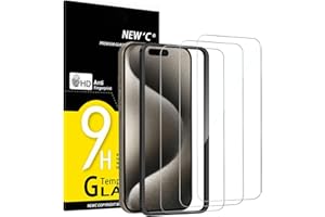 NEW'C 3 Pack Designed for iPhone 15 Pro Max Screen Protector (6.7 inches),Enhanced Tempered Glass Protection with easy instal