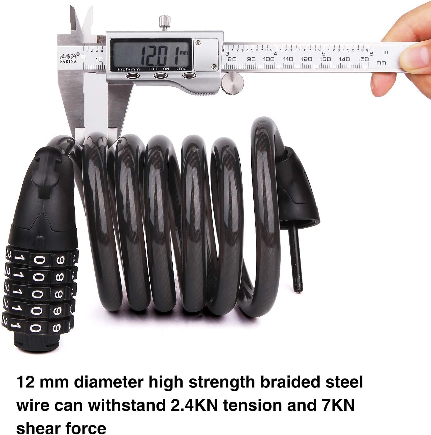 BIGLUFU Bike Lock Scooter Bicycle Motorcycle Cable Chain Locks, 0.5