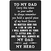 TANWIH Dad Gifts from Daughter, Dads Birthday Gifts Ideas - Dads Birthday Card from Daughter, Stocking Stuffers for Dad Christmas Gift, I Love You Daddy Valentines, Fathers Day, Engraved Wallet Card
