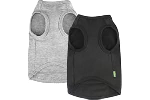 SyChien Dog Blank Large Shirts,Cool Clothes for Big Dogs,Girl Boy Summer Cotton Pitbull Dachshund Tee Shirt Lightweight Costume,Black Grey XL