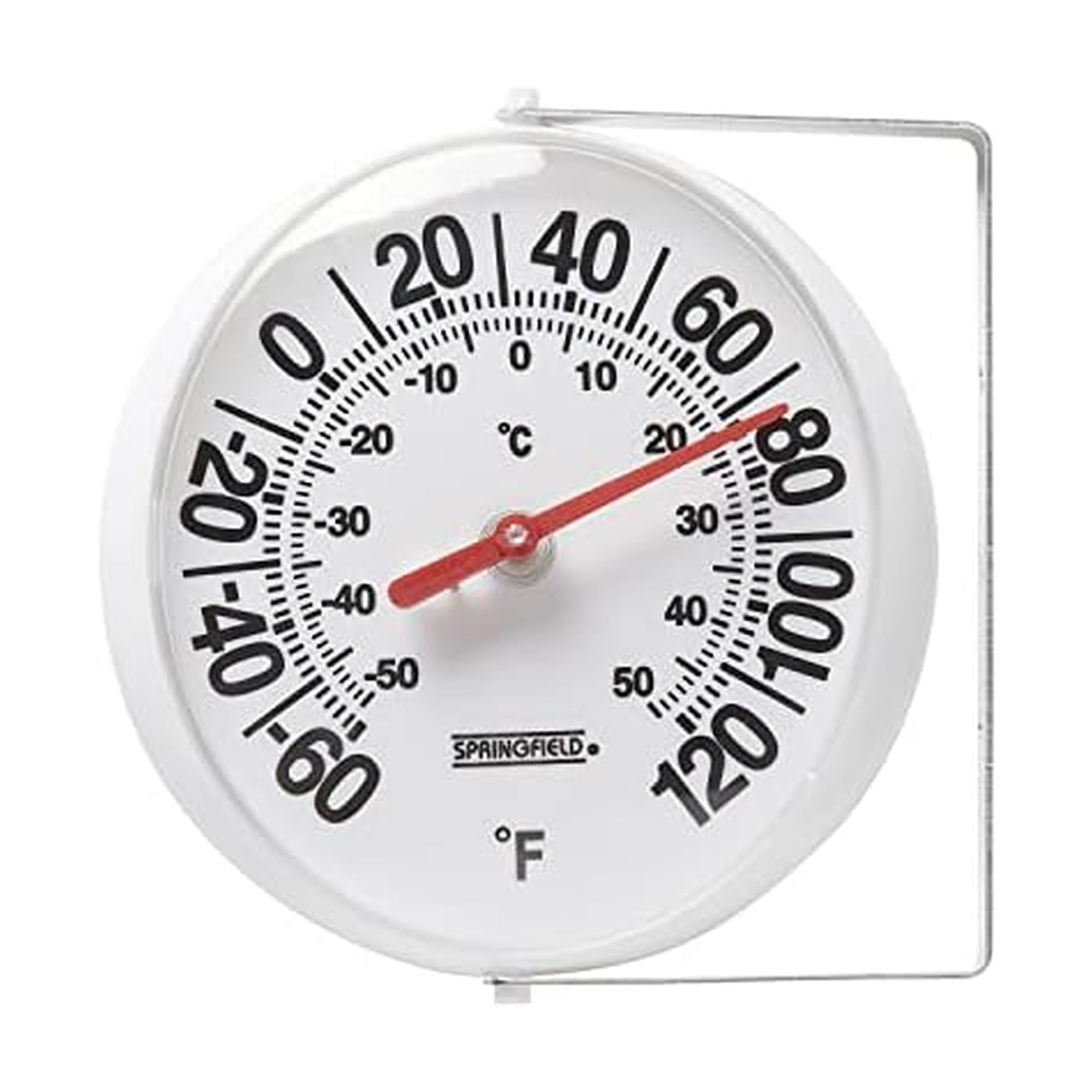 Photo 1 of Springfield Big and Bold Thermometer with Mounting Bracket, Indoor Outdoor Thermometer, Easy to Read Numbers for Patio, Pool, and Indoor Areas, 5.25-Inch, White