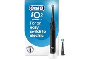 Oral-B IO2 Brosse à dents électrique pour passer facilement à l'électrique, Midnight Black, iO Series 2 Starter Kit avec 1 br