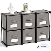 Geelin 6 Sets Cube Storage Organizer Bins with Shelf & Labels 11 Inch, Fabric Collapsible Cubby Toys Clothes Storage Drawer Unit for Daycare Nursery Playroom Bedroom Dorm Organizer (Gray)