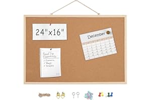16” x 24” Cork Boards for Walls with Wooden Frame 1pack, Double Sided Office Board for Wall Organizer, Bulletins Board Decora