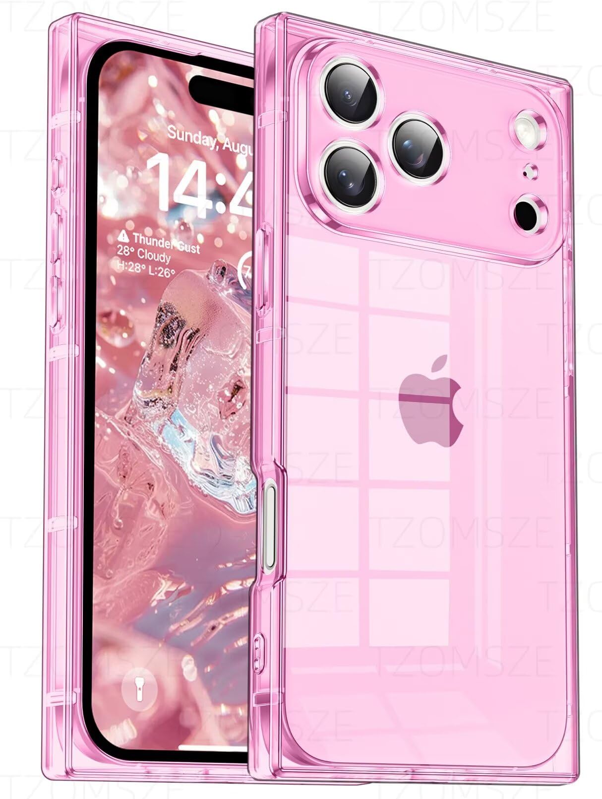 Photo 1 of Tzomsze Case Compatible with iPhone 17 Pro Max Clear Case,Camera Protection,Reinforced Corners TPU Slim Shockproof Case Cover for Women Girls 6.9 inch-Transparent Pink