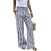 GORGLITTER Women's Striped Wide Leg Pants High Waisted Fall Dressy Casual Palazzo Pants Trousers