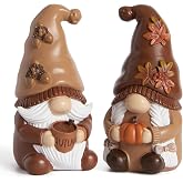 DN DECONATION Fall Gnomes, Fall Decorations for Home, Table Centerpieces | Brown Coffee &amp; Pumpkin Gnome, High-density Resin, Coffee Table Decor, Perfect for Autumn Thanksgiving Harvest Farmhouse, 2PCS