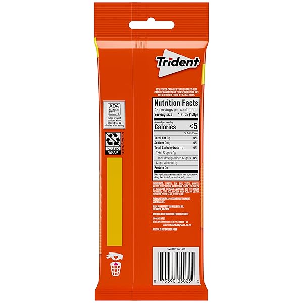 TRIDENT TROPICAL TWIST SUGAR-FREE CHEWING GUM, 3 PACKS OF 14 PIECES (42 TOTAL PIECES)