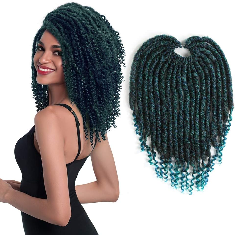 FASHION IDOL 12 Inch Goddess Locs Crochet Hair Pre-looped Faux Locs with Curly Ends Dreadlocks Kanekalon Straight Twist Braids Hair Extensions For Black Women 6 Packs (12 Inches, T1B/DG1)