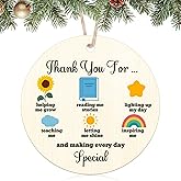 Teacher Thank You Wooden Christmas Ornament Teacher Appreciation Ornaments for Women Graduation Retirement Gifts for Teachers Babysitter Leaving Farewell Gift for Teachers Christmas Tree Ornaments