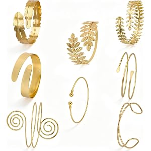KICOSY 8PCS Arm Cuff Bracelets, Arm Cuff Bangles with Open Designs, Boho Cuff Bracelets for Women, Unique Festival Arm Jewelr
