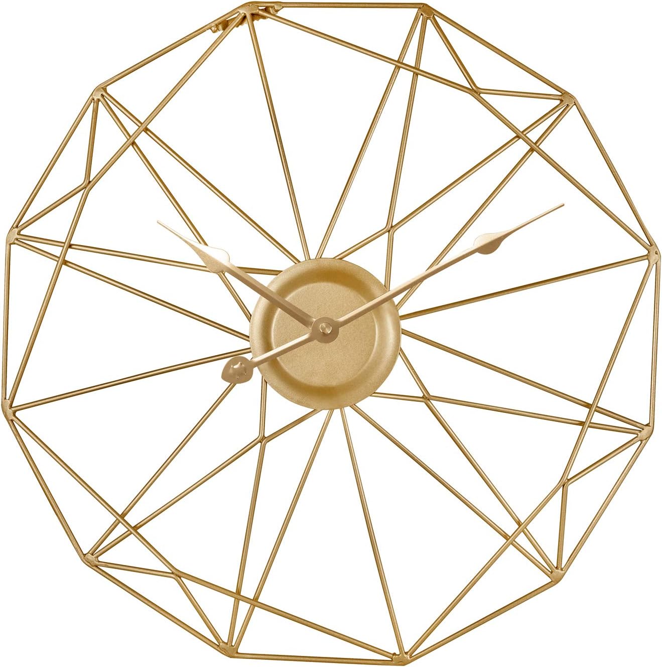 ufengke Silent Skeleton Large Wall Clock Simple Gold Metal Polygon Quartz Clocks without Numbers for Living Room Bedrooms Kitchen Lounge 20"