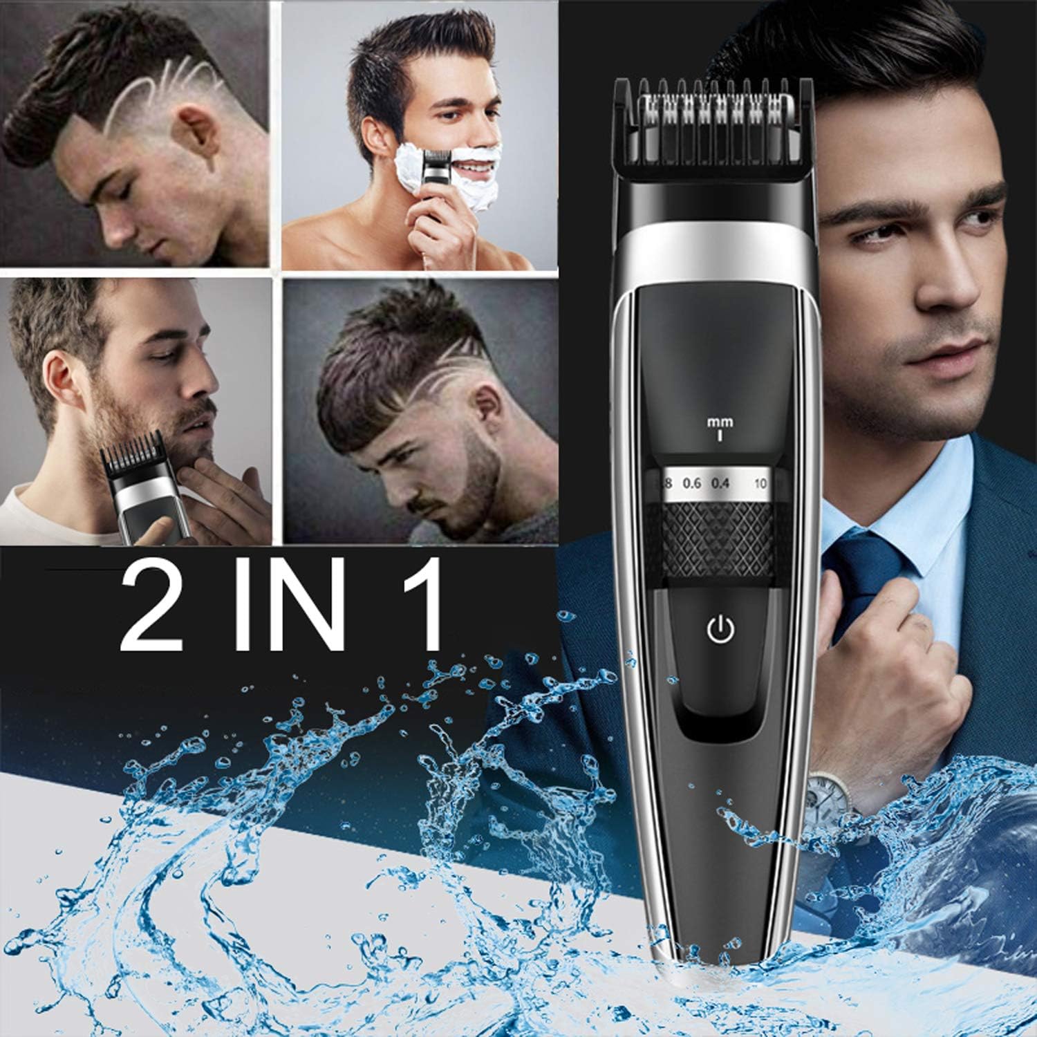 Professional Hair Clipper & Beard Shaver Electric, Cordless Haircut Clippers Kit and Waterproof USB Rechargeable Beard Trimmer, Hair Trimmer with High-Performance for Men, Father, Husband, Kid