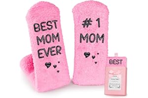 Breezy Valley Best Gifts for Mom Wife Girlfriend Her, I Love You Gifts, Pink Fuzzy Mama Bear Women Cat Mom Socks with Grips