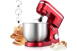 VEVOR Stand Mixer, 6 QT Electric Kitchen Mixer, 300W Dough-Mixer, 10 Speeds Tilt-head Food-Mixer with Stainless Steel Bowl, D