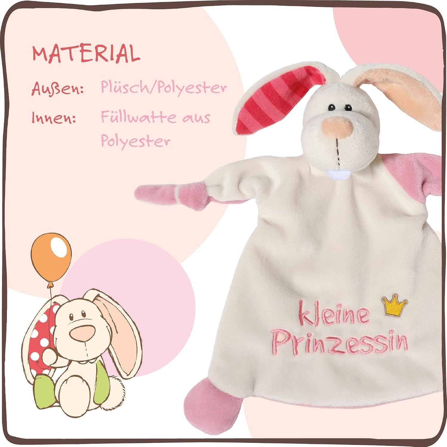 NICI Little Princess Rabbit Comforter 25 x 25 cm from 0+ Months 40042, 1 Stück (1er Pack) - Image 5
