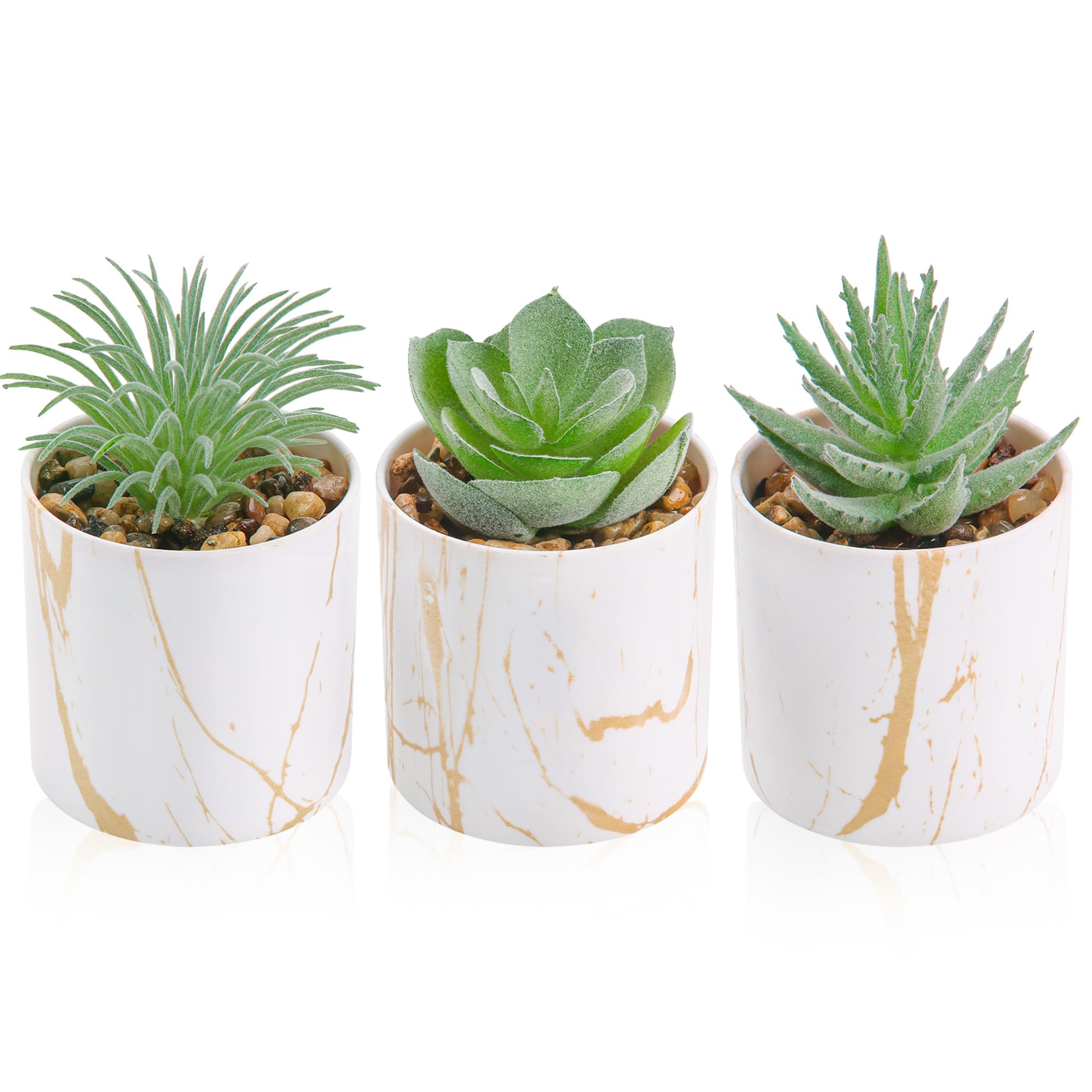 Photo 1 of Der Rose 3 Pack Small Fake Plants Succulents Plants Artificial in Pots for Home Office Desk Decor for Women