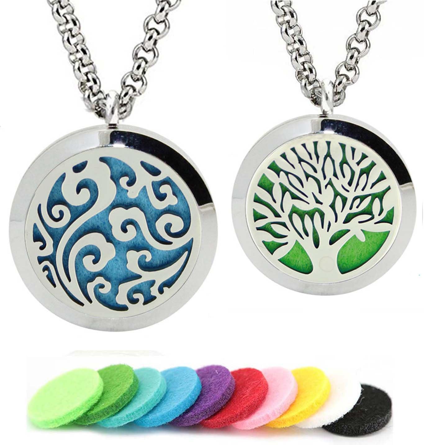 GFONDINGD Aromatherapy Essential Oil Diffuser Necklace 316L Stainless Steel Locket Pendant with 24 Inch Chain