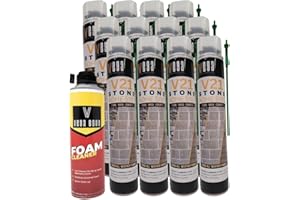 VEGA FOAM INSULATION V21 Stone Adhesive: Unyielding All-Weather Bonding Formula for Ultimate Toughness, 12 Packs with Cleaner