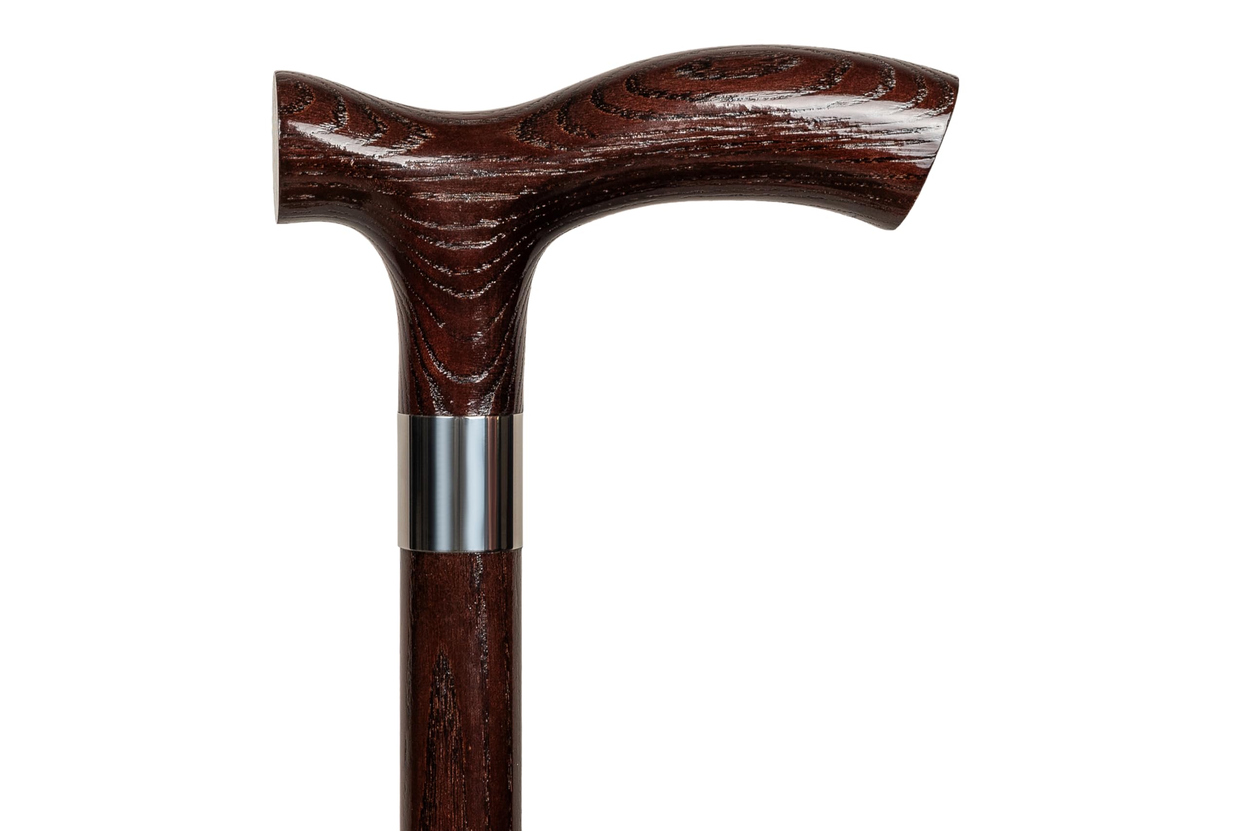 Dr. Watson Classic Fritz Walking Stick – Handcrafted Ash Wood Cane with Polished Stainless Steel Collar (Wenge)