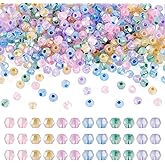 Magibeads 405Pcs Bicone Glass Beads Bulk 4.5mm Iridescent Small Faceted Bead Clear Crystal Beads for Jewelry Making Bracelet Necklace Earring Keychain DIY Crafts (6 Rainbow Colors)