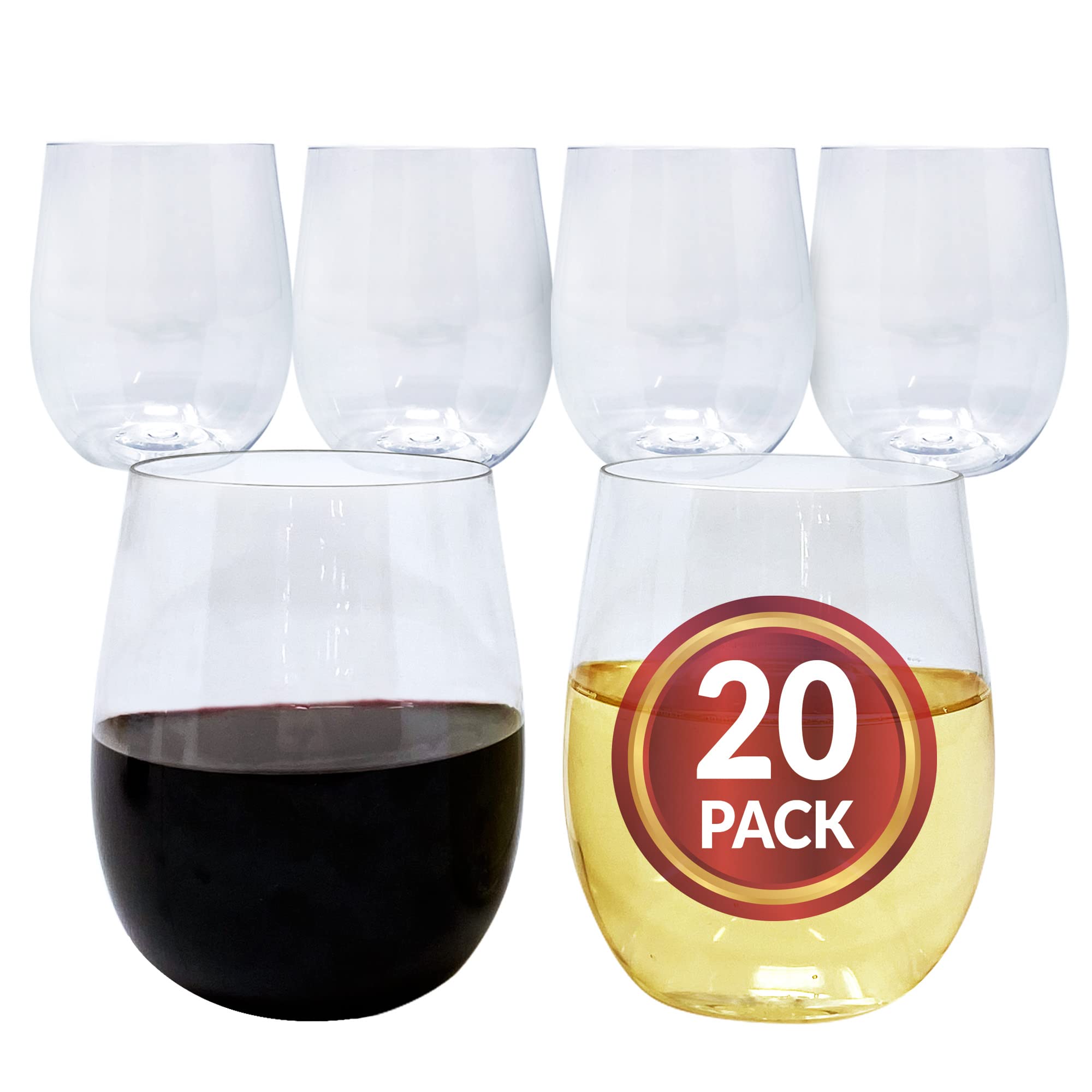Photo 1 of Reli. (20 Pack Disposable Wine Glasses 12 oz | Stemless Plastic Wine Glasses for Parties | BPA-Free, Shatterproof Plastic | Clear Drinking Party Cups for Cocktails, Whiskey, Wedding