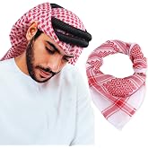 YI HENG MEI Keffiyeh Shemagh Arab Head Scarf Turban Head Wrap | Muslim Saudi Dubai Headwear for Men Women, Desert Headwear for Outdoor Travel Costume Halloween Costume Accessories
